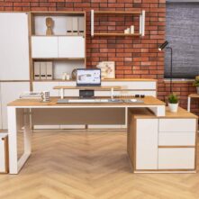 Schreibtisch mit Schrank und Schubladen