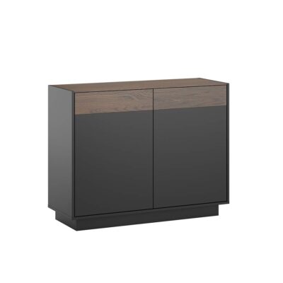 Schwarze Kommode mit Holz