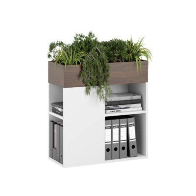 Blumenbeet mit Regalen für das Arbeitszimmer