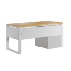 Weißer Schreibtisch mit Schrank und Schubladen