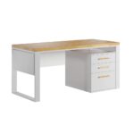 Weißes Möbelset - Schreibtisch mit Rollcontainer 160x80