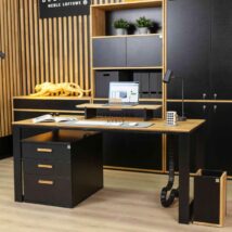 Moderner schwarzer Holzschreibtisch für das Büro