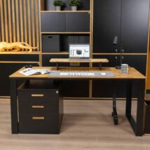 Büromöbel schwarz mit Holz modern