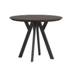 Runder Holztisch mit Metallgestell und Ebenholzplatte