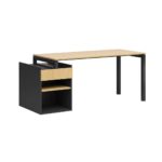 Schreibtisch mit Schubladen in Eiche und Schwarz für kleine und große Büros und Home Offices