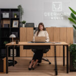 Schreibtisch aus Holzimitat mit Druckerschrank für Heim- und Firmenbüros