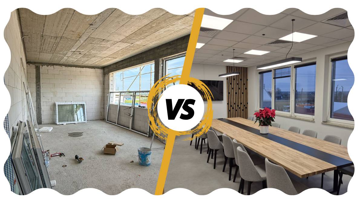 Vor und nach ZGK Przeworsk mit Deerhorn-Möbeln