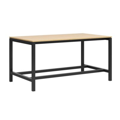 Hoher Esstisch für das Esszimmer eines Unternehmens mit Holzmaserungsplatte