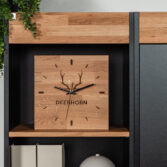 Holzuhr mit Firmenlogo